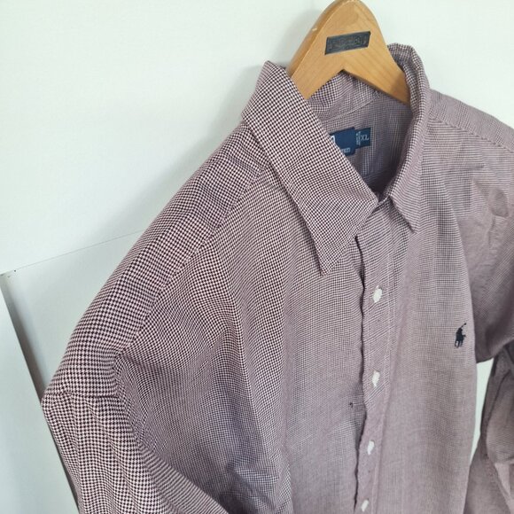 Vintage Ralph Lauren Button Down Red/White Checkered Men XL Long Sleeve Shirt - Picture 4 of 11